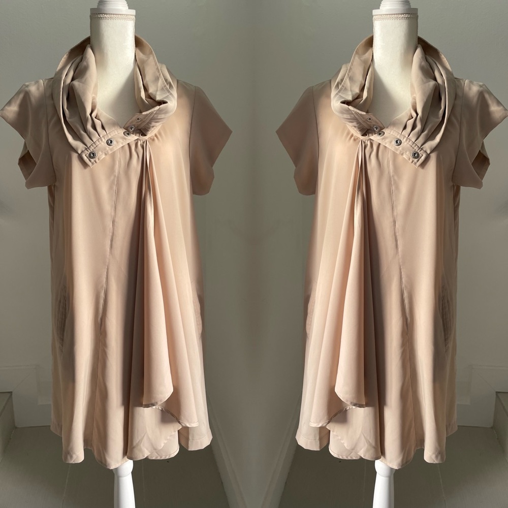 Nude light fabric dress with hoodie size L